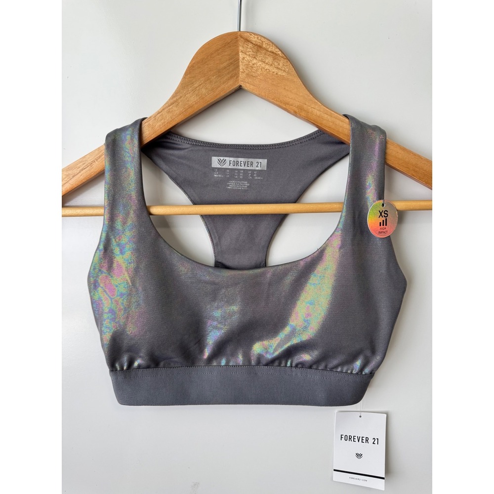 Forever 21 Sports Bra Iridescent Racerback Activewear Top XS